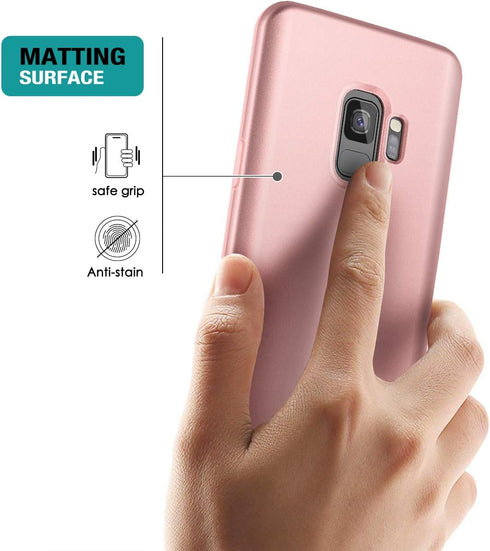 SURITCH Case for Samsung Galaxy S9,?Built in Screen Protector??Support Wireless Charging? Rugged Back Cover Hybrid Bumper 360 Protective Case Matt...