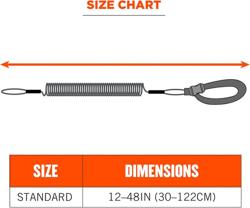 Coiled Lanyard with Buckle End, No Snag Design, Easily Attaches to Hard Hat, Tools, or Small Valuables, Weight Capacity 2lbs, Ergodyne Squids 3157...