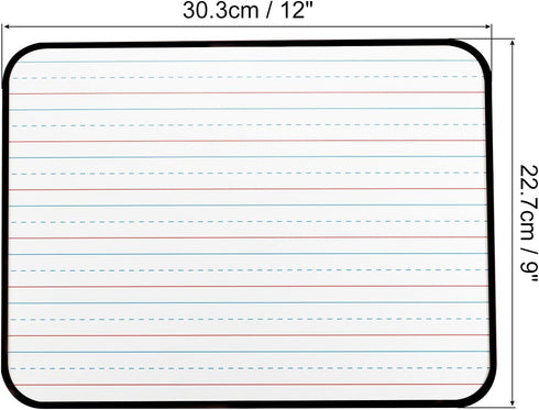 PATIKIL Dry Erase Board with Lines Set, 12" x 9" Small Double Sided White Board with Markers for Writing Practice Learning at Home Office Study, B...