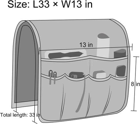 Sofa Armrest Organizer, Remote Control Holder for Recliner Couch, Arm Chair Caddy with 5 Pockets for Magazine, Tablet, Phone, iPad...