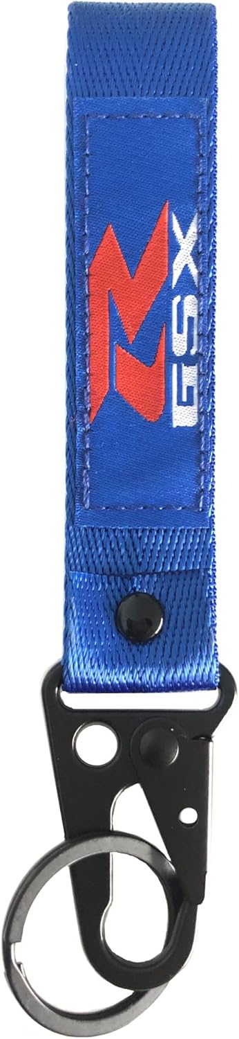 MELD Motorcycle Key Blank Uncut Blade For Suzuki GSXR 600 750 1000 GSX1300R GSF 650 with Key Chain Embroidered Tag Key Ring (Blue)...