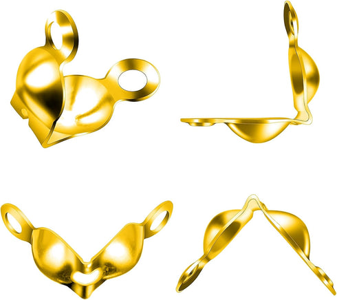 Syhood 1400 Pieces Bead Tips Knot Covers Bulk Clamshell Bead Tips for Jewelry Making Open End Caps Knot Covers for DIY Bracelet Necklaces Earrings...