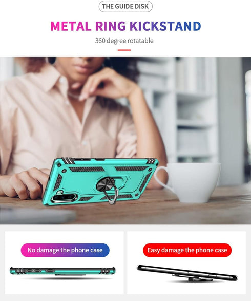for Samsung Galaxy Note 10 Case, Note10 Case with HD Screen Protectors, Military-Grade Metal Ring Holder Kickstand 15ft Drop Tested Shockproof Cov...
