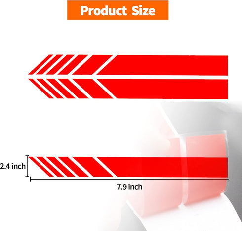 2 PCS Car Rear View Mirror Stickers, 5.51" x 1.18" Striped Rearview Mirror Car Stickers, Car Side Mirror Reflective Decals (Red)...