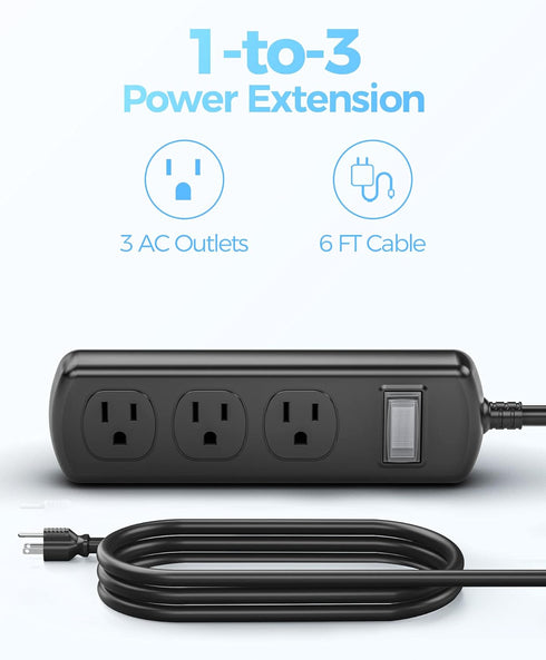 EIGSO Outdoor Power Strip Weatherproof, IPX6 Grade Waterproof Surge Protector with 3 Wide Outlets, Anti-Electric Shock, 6 FT Heavy Duty Extension ...