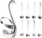 AnSaw Silver Small Swan Base Holder With Silver 8 Pcs Flower Spoon Set,Stainless Steel Reusable Tea Scoops Stirring Spoon Coffee Spoon...
