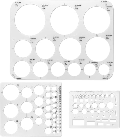 3 PCS Circle Stencil Circle Template Round Drawing Stencil Drafting Stencils Measuring Tools Plastic Geometric Stencils Drawing Aid Tool Circle Ru...