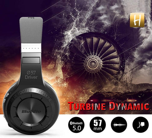 Bluedio H-Turbine Wireless Bluetooth 5.0 Headphones Powerful Bass Over-ear Headset Bulit-in Microphone-Retail package Global release (Black)...