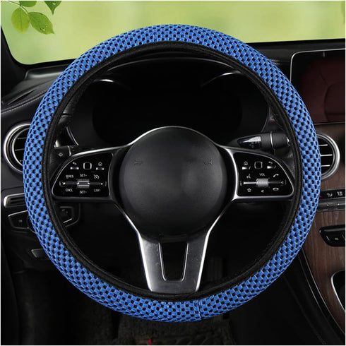 Stretch Elastic Steering Wheel Cover, All-Season Comfort, Warm in Winter & Cool in Summer, Universal 15 Inch Microfiber Breathable Ice Silk, Anti-...