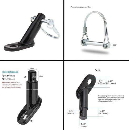 Bicycle Trailer Hitch Coupler Mount Attachment, MASO-AUTO Bike Rear Racks Axle Steel Adapter Replacement Cycling Accessory for Dog Kids Cargo...