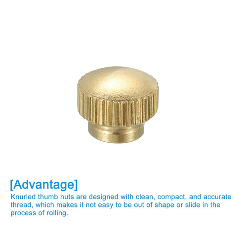 uxcell Knurled Thumb Nuts, 6Pcs M3 x D10mm x H8mm Brass High Head Blind Hole with Collar High Head Blind Hole Round Knobs Fasteners for 3D Printer...