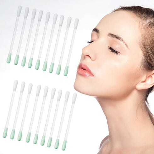 100 Pcs Cotton Makeup Remover Swabs - Disposable Vitamin E Liquid-Filled Cotton Swabs Sticks for Eye/Lip/Eyebrow/Eyelash Makeup Correctors Removin...
