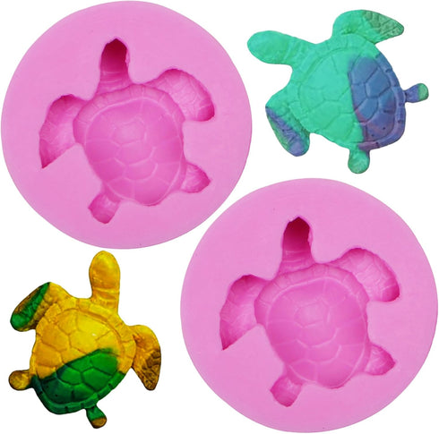2 Pcs Sea Turtle Silicone Molds, Marine Animal Turtle Fondant Molds, Tortoise Chocolate Cake Decorating Molds for Kitchen Baking Cupcake Topper Ca...