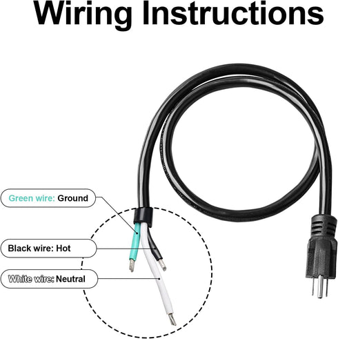 QTEATAK Male and Female Connector Extension Cord 125V 15A 2-Pole 3-Wire 50cm Female Connector and 100cm Male Straight Blade Plug with AWG12 Cables...