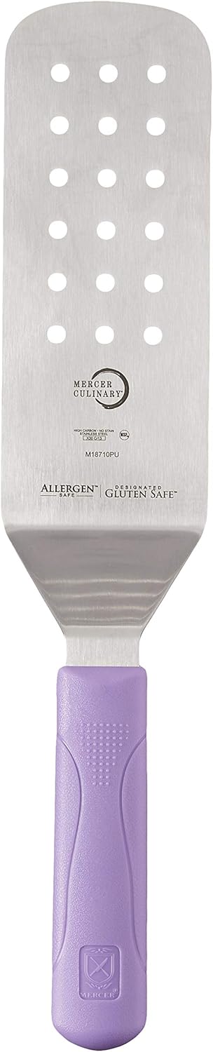 Mercer Culinary Millennia Perforated Turner/Spatula, 8 Inch x 3 Inch Blade, Purple Handle...