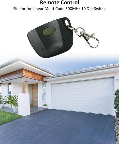 3 Pack Keychain Remote Control Linear Multi-Code 300MHz 3089 3060 3070 4120 Mini Garage Opener Remote with 10 Position Dip Switches...