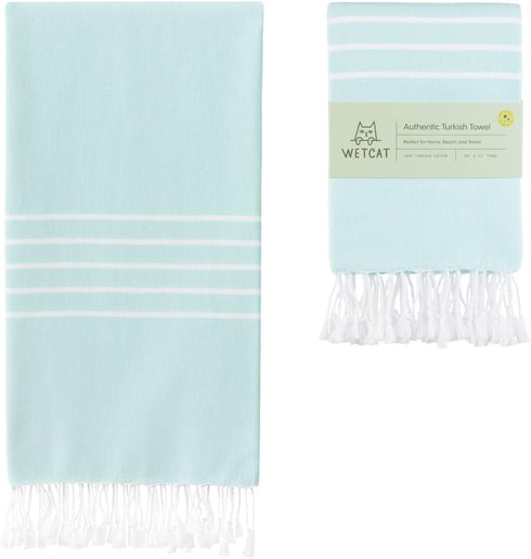 WETCAT Turkish Beach Towel Oversized (38"x71") 100% Turkish Cotton, Made in Turkey - Sand Free, Extra Large, Ultra Soft, Quick Drying, Compact & L...