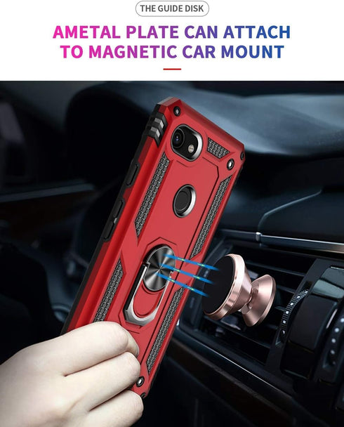 Military Grade Drop Impact for Google Pixel 3A XL Case 360 Metal Rotating Ring Kickstand Holder Magnetic Car Mount Armor Protection Shockproof for...
