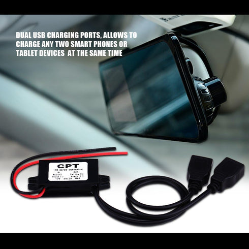 Keenso Waterproof DC Converter 3A DC 12V to DC 5V Dual USB Adapter Converter Module Dual Power Adapter DC to DC Buck Converter Step Down Power Sup...