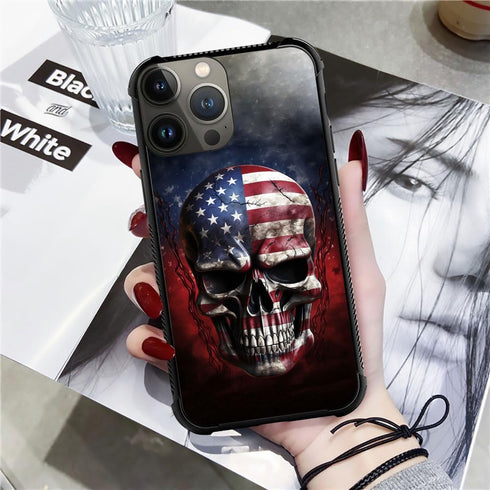 DJSOK Case Compatible with iPhone 15 Pro, Ice and Fire American Flag Skull Case for iPhone 15 Pro Cases for Man Boys Girls Dual Layer Shockproof R...