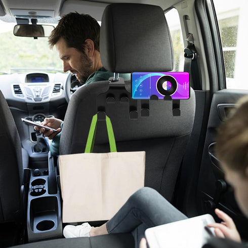 8Pcs 2 in 1 Car Rear Seat Hook and Coaster Combination,Car Coasters,Hook Bracket Stronger Load Bearing Capacity Hexagon Embossed Design Coaster No...