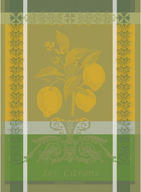 Garnier Thiebaut Citron Zeste (Lemon Zest) French Kitchen Towel 22"x30", Cotton, Jacquard...