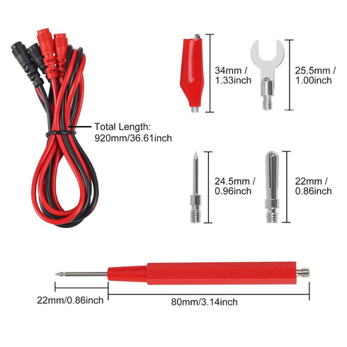 DIANN 2 Sets 16 in 1 Multimeter Test Leads Kit Digital Probes & Leads Set with Replaceable Testing Pen Test Hook Alligator Clips Banana Plug Measu...