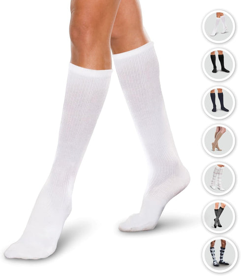 Core-Spun 10-15mmHg Medical Light Graduated Knee High Compression Socks (Black, 2X-Large Regular)...
