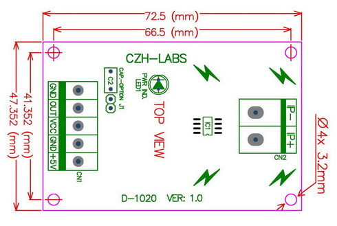 Electronics-Salon Panel Mount AC/DC Current Sensor Module Board, Based on ACS712 (+/-30Amp)...