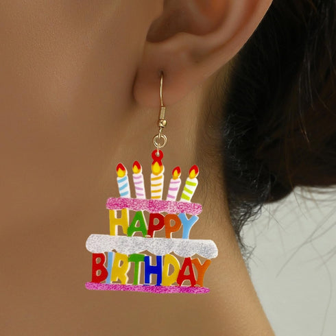 Birthday Earrings for Women Colorful Cake Dangle Drop Earrings Happy Birthday Earrings Celebration Birthday Holiday Party Jewelry Gifts...