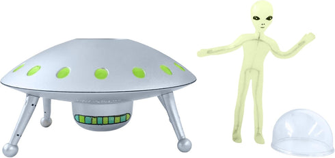 Off the Wall Toys Alien Glow-in-The-Dark UFO Space Ship and Bendable Action Figure Toy...