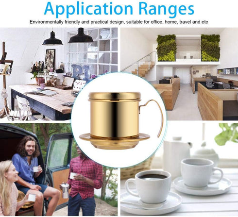 Stainless Steel Drip Coffee Filter Maker Vietnamese Style Drip Coffee Pot Infuser Ideal for on the Go/home (Gold)...
