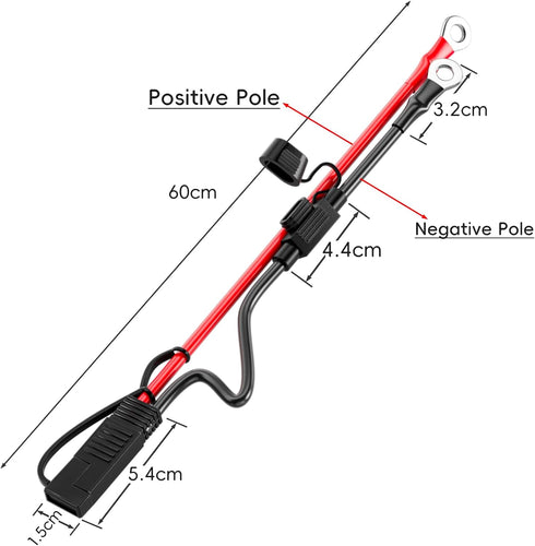 Goupchn SAE Battery Connector, SAE to O Ring Terminal Harness 10AWG 2Pin Quick Disconnect SAE Battery Extension Cable with SAE RP Adapter, 15A/20A...