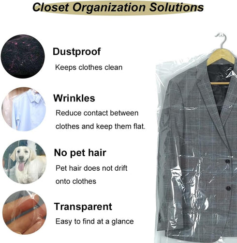 30 Pack Clear Plastic Clothes Covers 35.4inch Dry Cleaning Hanging Dust Proof Garment Bags for Home Storage Clothing Stores & Dry Cleaners....