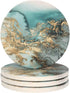 Lahome Marble Pattern Coasters - Round Drinks Absorbent Stone Coaster Set with Ceramic Stone and Cork Base for Kinds of Mugs and Cups (Blue, Set o...