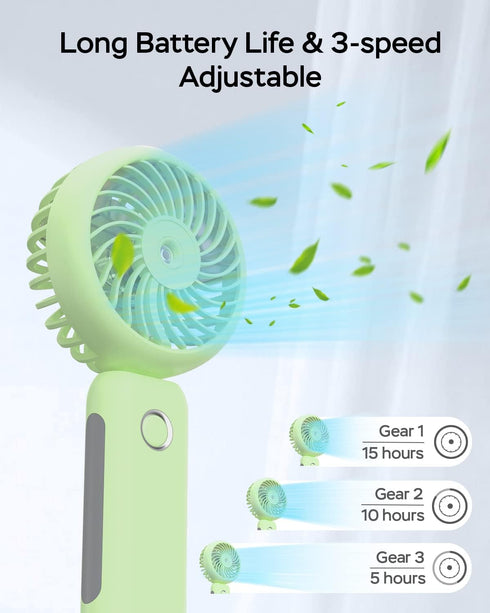 Portable Handheld Misting Fan, 4000mAh USB Rechargeable Personal Foldable Fan with Water Tank Battery Operated Spray Water Mist Fan Makeup Small F...