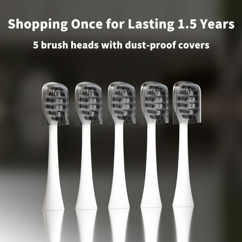 Replacement Toothbrush Heads Compatible with Gleem Electric Toothbrush, W Shape Design Planted with Nylon Bristle Black 10 Pack (White)...