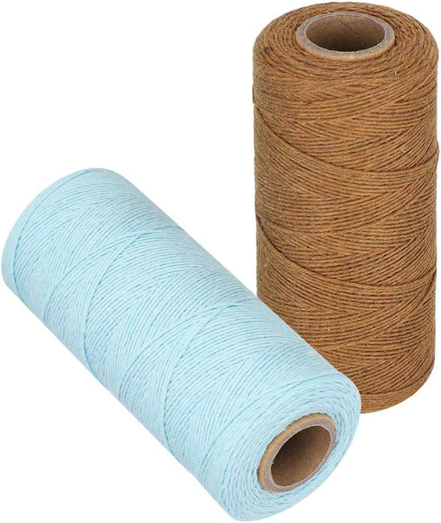 Pure Cotton Yarn, 2 Rolls 8/4 Warp Thread Knit Yarn 250m Tensile Resistant Weaving Loom Cotton Thread for Knit Carpets, Ribbons, Carpets, Blankets...