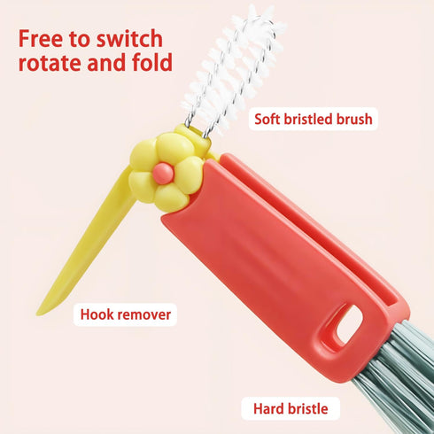 3 in 1 Cup Lid Cleaning Brush Set with Straw Brush 2024 New Crevice Multifunctional Cleaning Brush for Bottle Gap Cute Flower Tight Spaces Cup Lid...