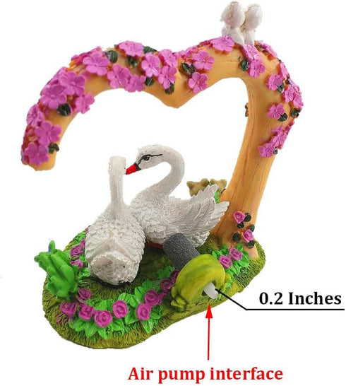 Aquarium Ornaments -Resin Heart Shaped Swan Aquarium Supplies for Theme Decorations Fish Tank Aquatic Plants Accessories...