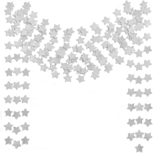 6 Pcs Glitter Silver Star Paper Garland Christmas Birthday Party Decorations Sparkling Bunting Banner Hanging Decorations for Bridal Shower Baby S...