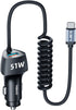 SUNDA USB C Fast Car Charger 51W Dual Ports, Built-in 5.9FT Type C Phone Charger Cable, USB-C Port Charger with PPS 33W/PD 30W/&QC 18W, Compatible...