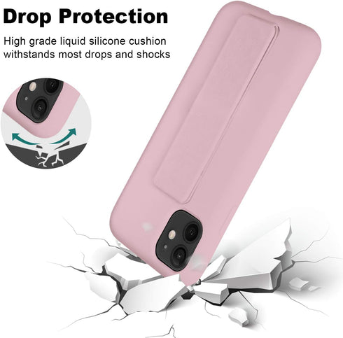 LAUDTEC Silicone Kickstand Case Compatible with iPhone 11, Vertical and Horizontal Stand Hand Strap Metal Kickstand Cover, Flexible Soft Liquid Si...