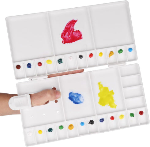 Transon Paint Palette Box 33 Wells for Mixing Gouache, Acrylic and Oil Paint with 1 Paint Brush...