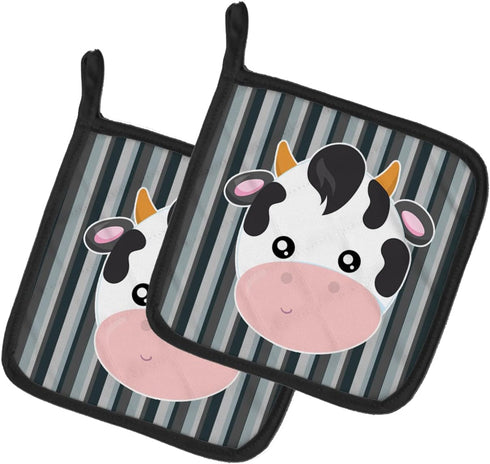 Caroline's Treasures BB6926PTHD Cow Face Pair of Pot Holders Kitchen Heat Resistant Pot Holders Sets Oven Hot Pads for Cooking Baking BBQ, 7 1/2 x...