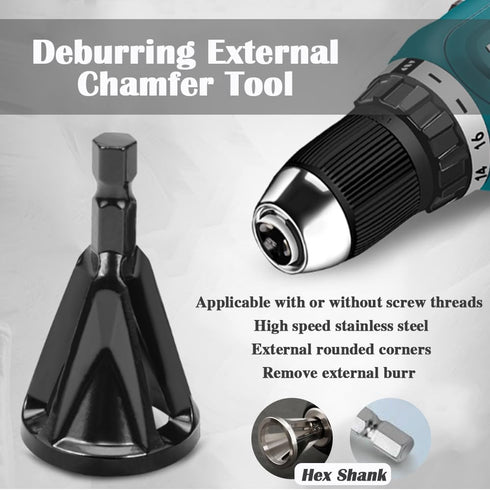 2PCS Deburring External Chamfer Tool for Metal Hex Shank High Speed Steel Chamfering Bolt Deburring Tool for Repairing Damaged Bolts HE021-B2...