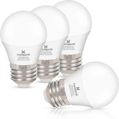 hansang E26 LED Refrigerator Light Bulb 4000K Natural Daylight, 60Watt Equivalent Waterproof Appliance Bulb, 6W A15 Small Fridge Light Bulb, Freez...