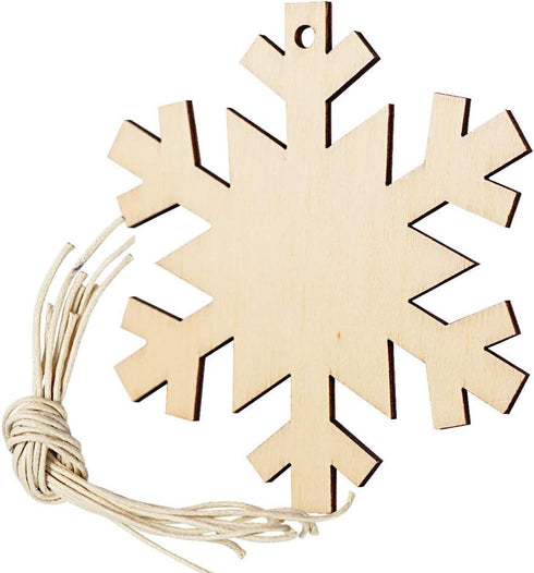 40 Pieces Wooden Snowflake Cutouts Christmas Wood Snowflake Decorations with 40 Pieces Twine Ropes for Kids Crafts Christmas Ornaments (Wooden)...