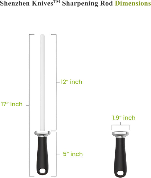 White Ceramic Knife Sharpener Honing Rod. Best Professional Knife Sharpening Tool.| 12 Inch Honing Stick. Ceramic Honing Rod for Chef's Knife and ...