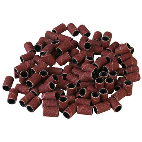100 Pieces Sanding Bands Sleeves Drum Sander Set 180 Grit Sanding Drum Sand Bands Shank Rotary Tool Kit with 2 Mandrels...